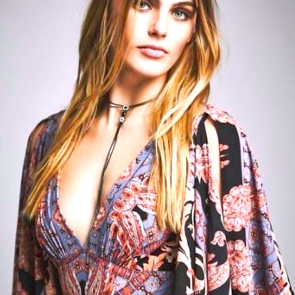 Free People Printed Fern Maxi Dress (Boho Chic)